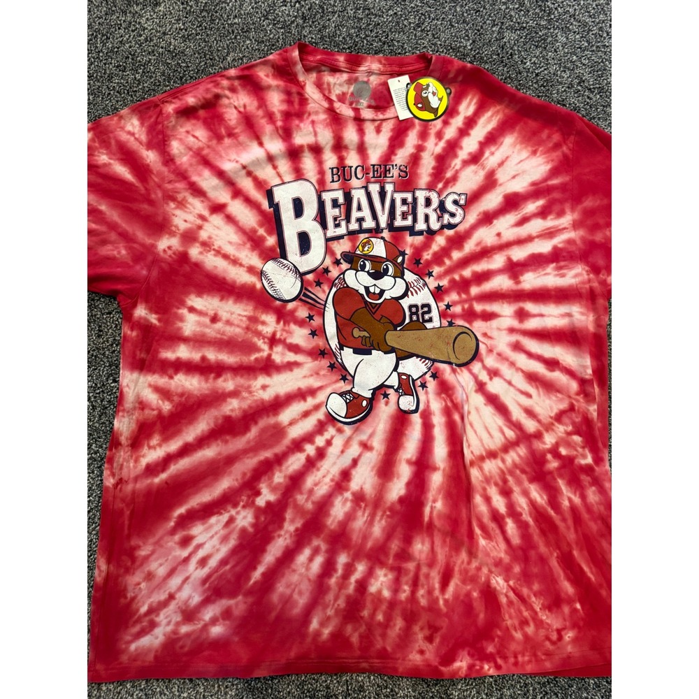 Buc-ee's Beavers Baseball Tie Dye Graphic T-Shirt Red White Mens 3XL NWT